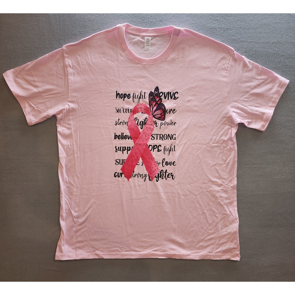 Womens‎ 2XL Breast Cancer Awareness Shirt Pink Ribbon Butterfly Graphic Tee